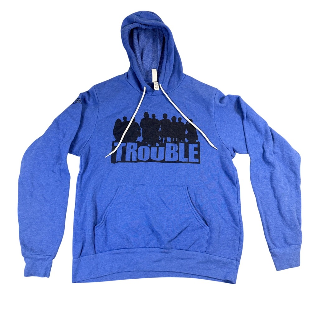 The Chosen Trouble Graphic Hoodie Bella Canvas Blue Mens Medium Fleece Pullover